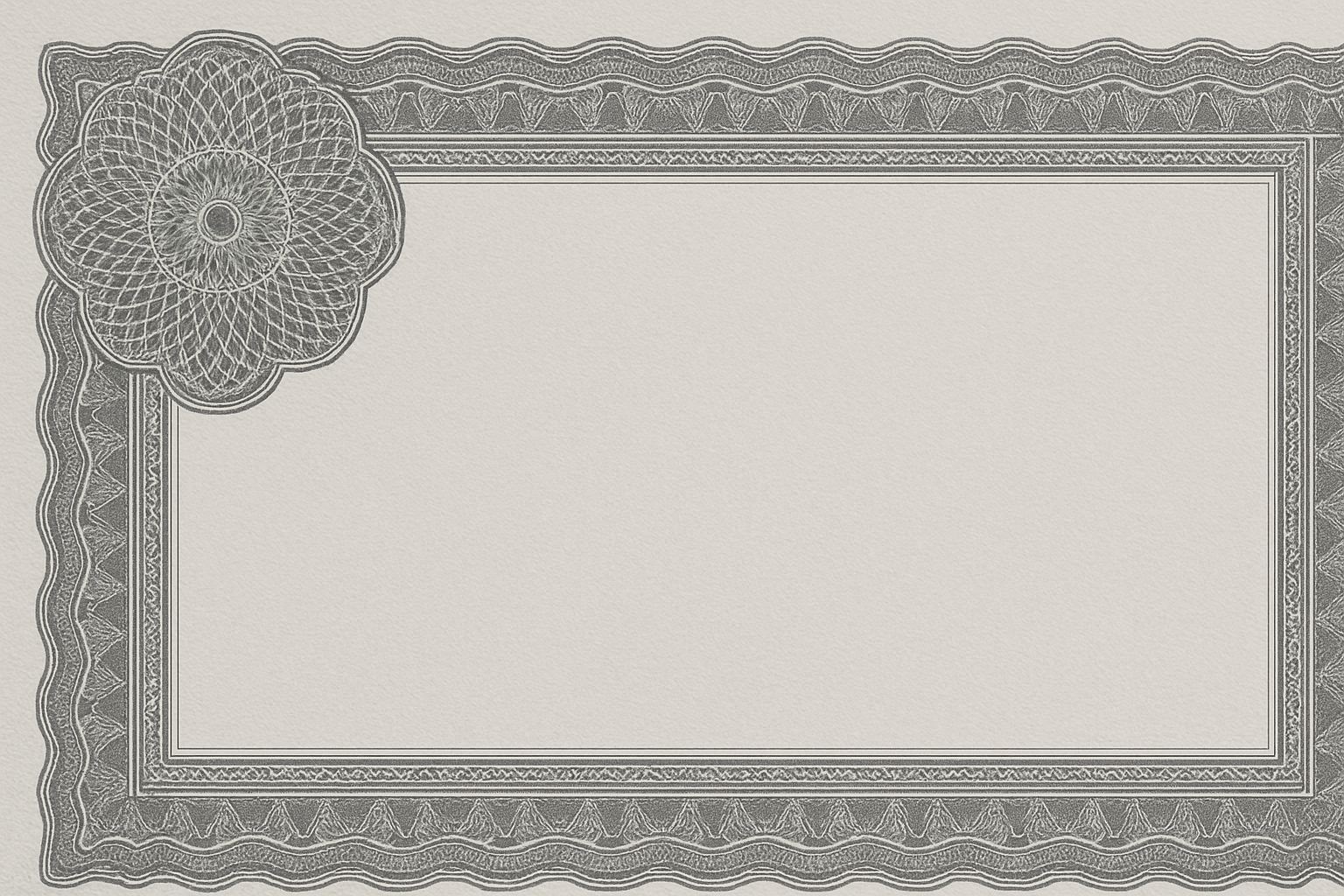 A blank certificate border. An elaborate pattern of assurance with nothing written inside it.